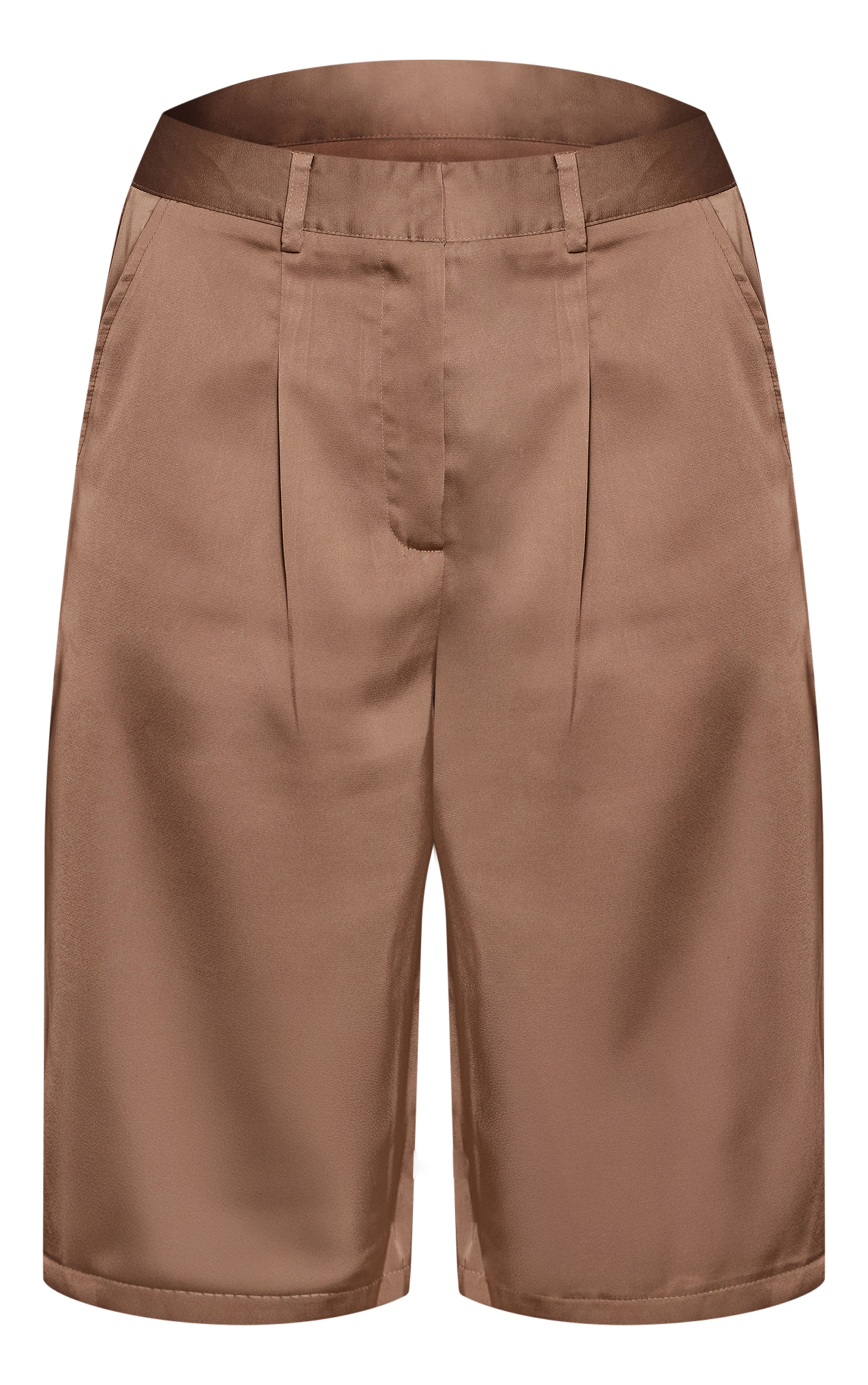 Mocha Satin Pleated Jorts  image 5