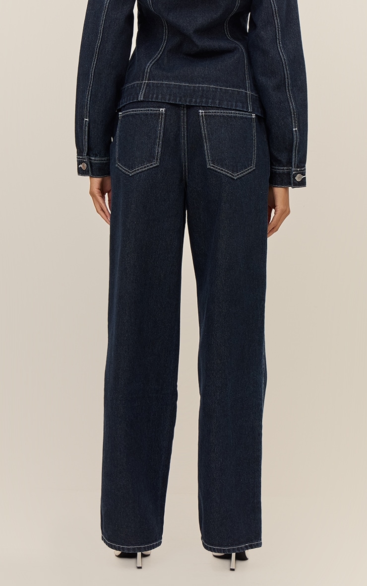 Raw Indigo High Waisted Denim Straight Leg Jeans image 3