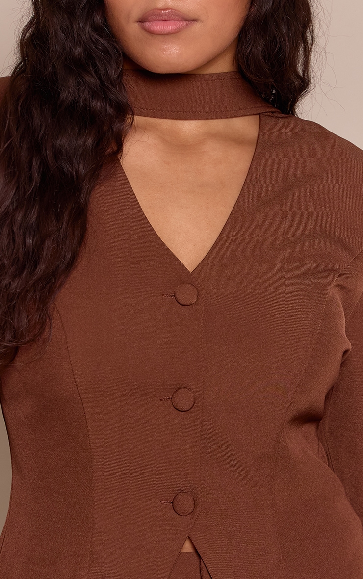 Shape Chocolate Tailored Button Through Fitted Blazer image 4