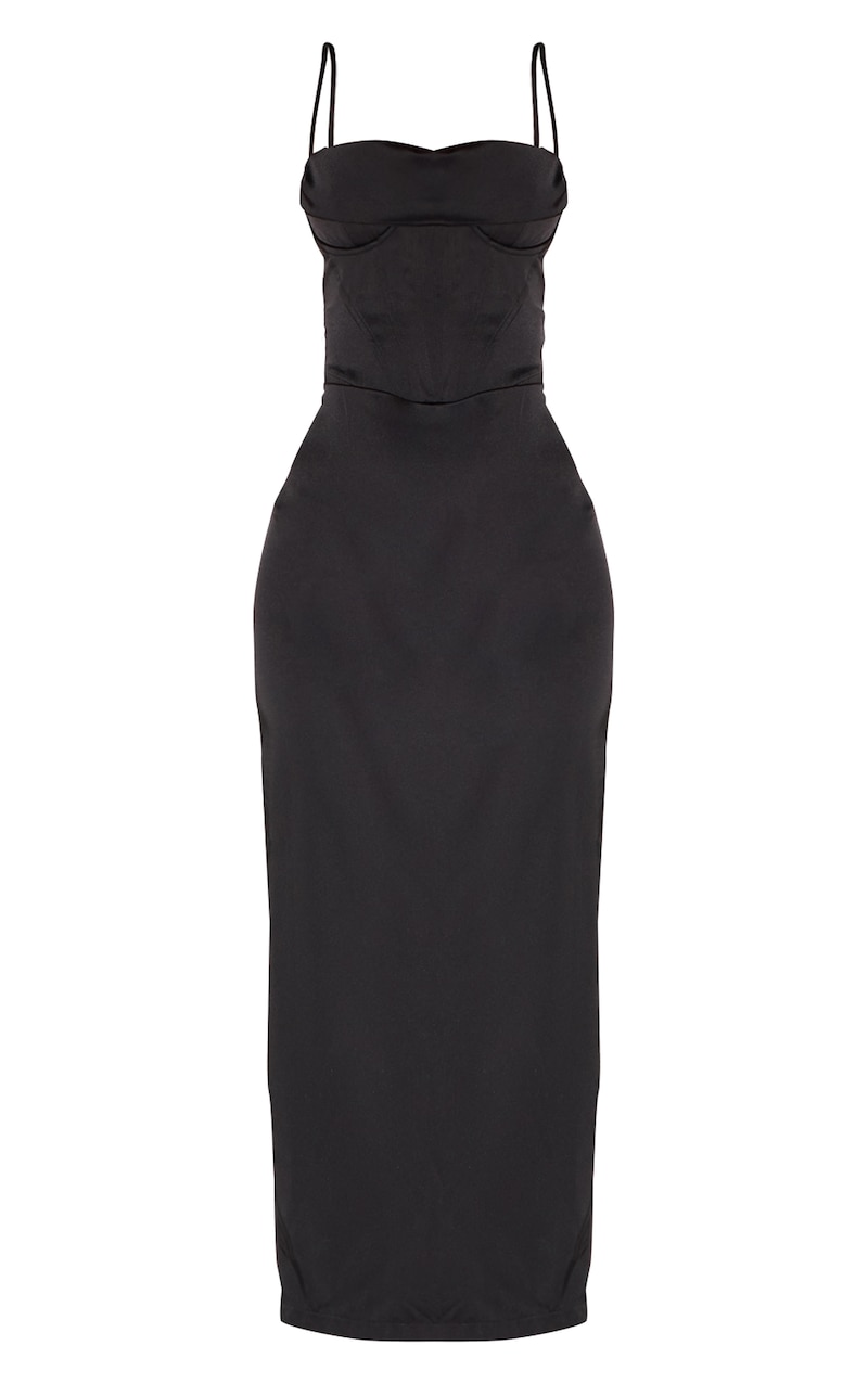 Dulcie | Black Lace And Satin Bandeau Midaxi Dress With Wrap-Details main image 1