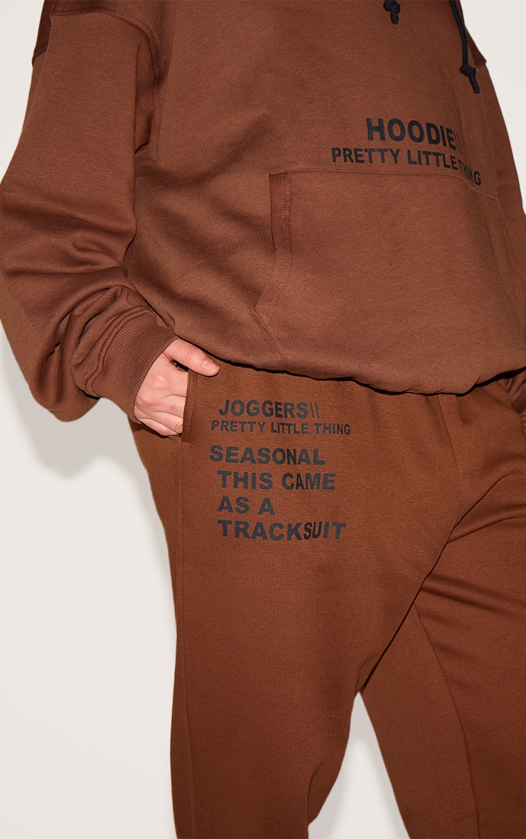 PRETTYLITTLETHING Plus Chocolate Graphic Print Sweatpants image 4
