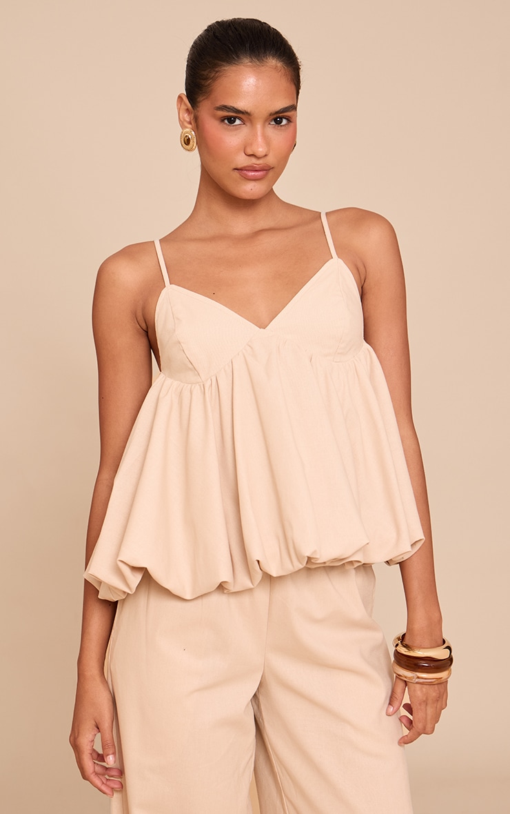 Sand Strappy Puffball Cami Top image 1