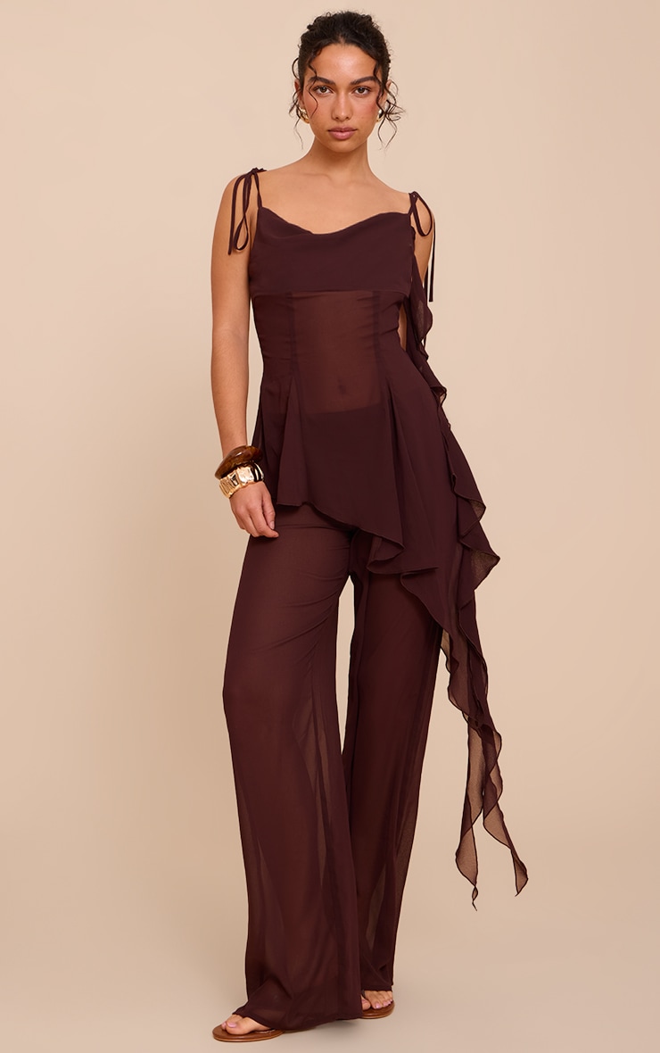  Plum Chiffon Frill Cami Top image 3