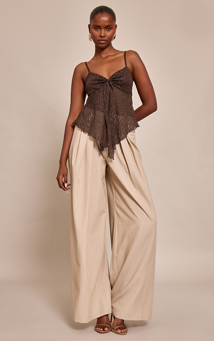 Chocolate Lace Tie Front Cami Top image 3