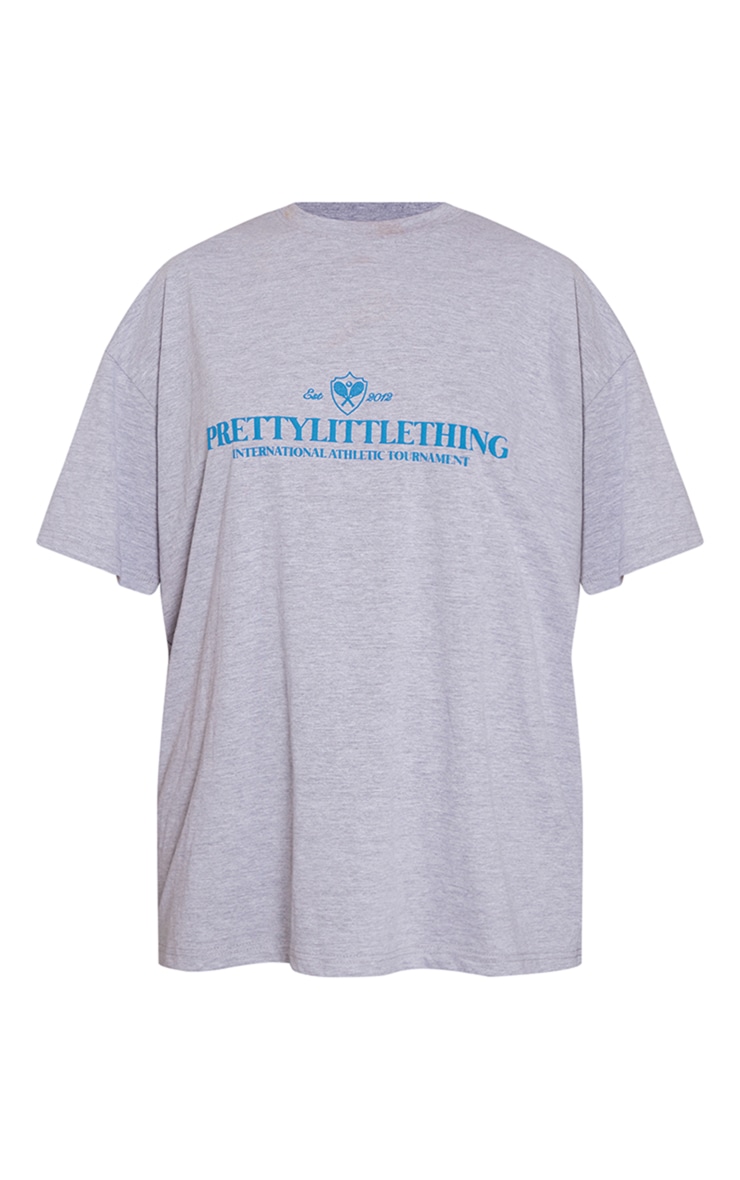 PRETTYLITTLETHING Ash Grey International Tournament Print T-Shirt image 5