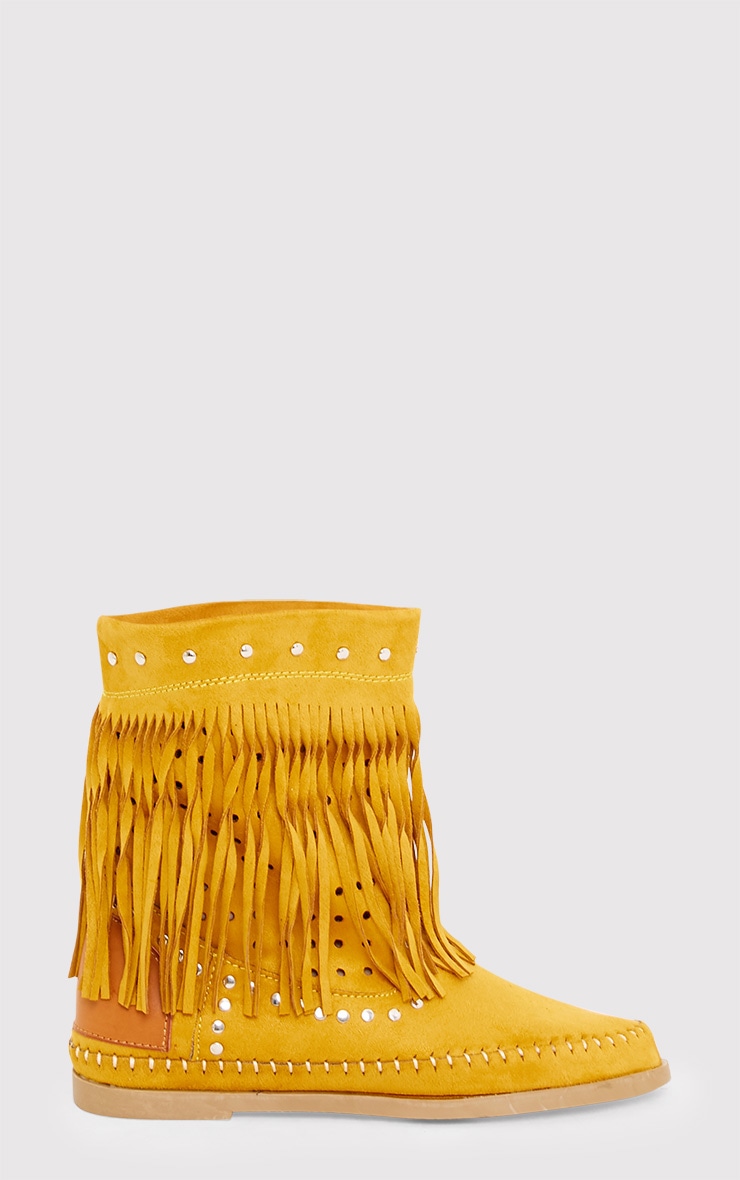 Rosanne Tan Fringed Boots Shoes PrettyLittleThing