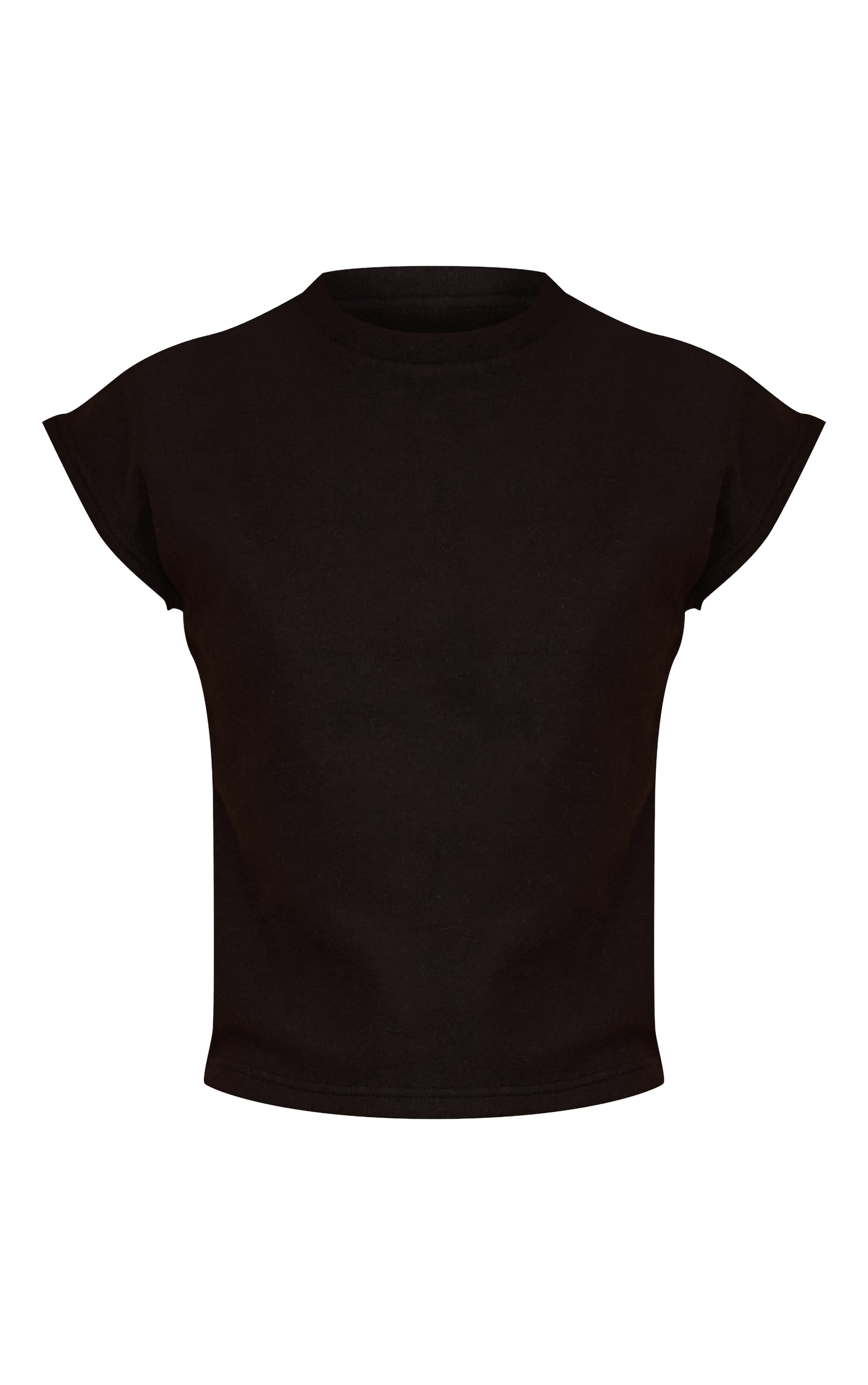 Top en maille tricot côtelée noire à manches courtes image 5