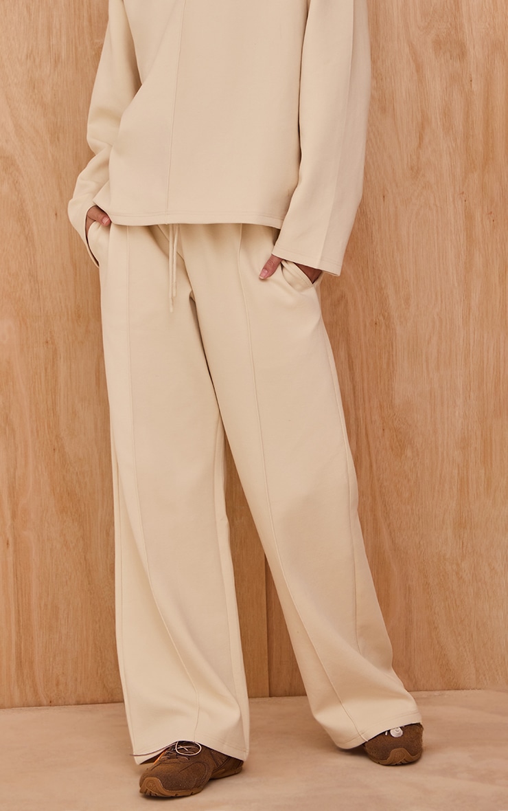 Cream Interlock Pintuck Straight Leg Sweatpant image 2