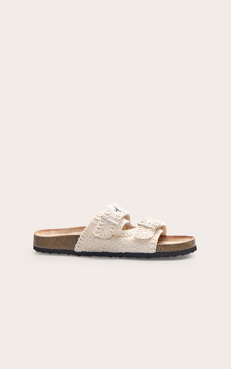 Beige Crochet Knit Footbed Sandals | Footwear