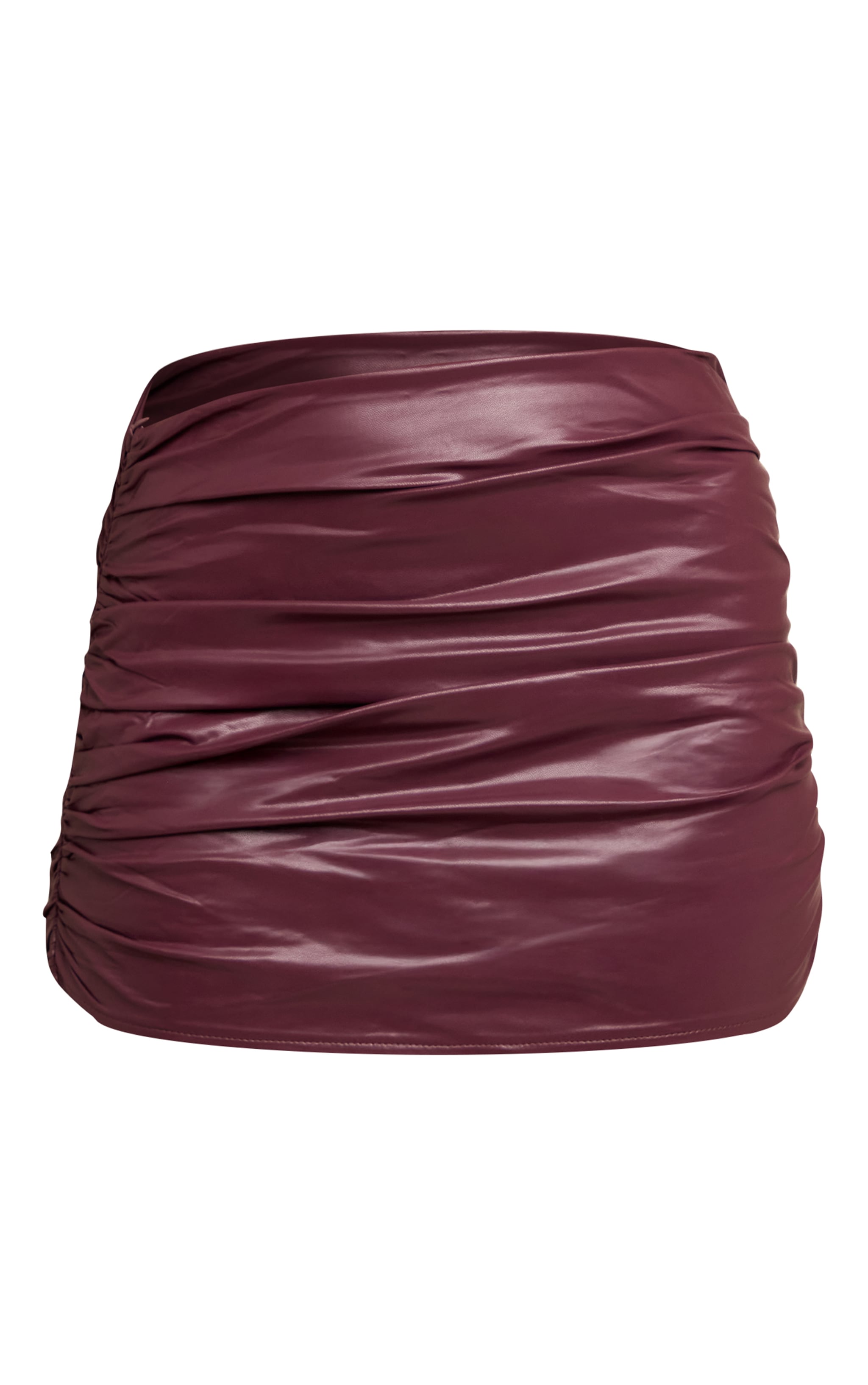 Plum Faux Leather Ruched Mini Skirt image 6