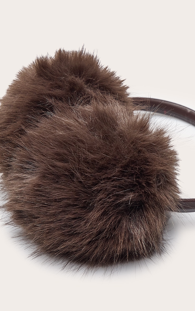 Chocolate Faux Fur Ear Muffs image 3