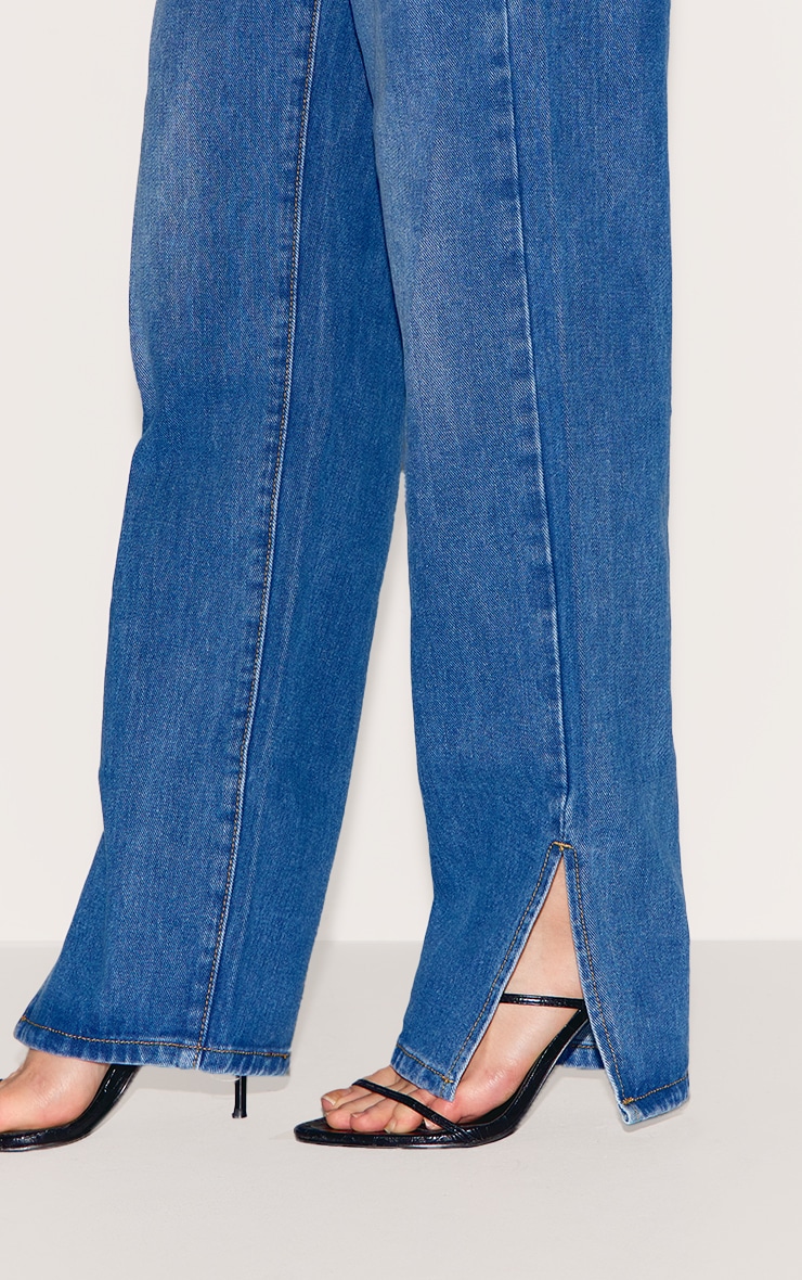 Mid Blue Wash L30 Denim Split Hem Jeans image 4