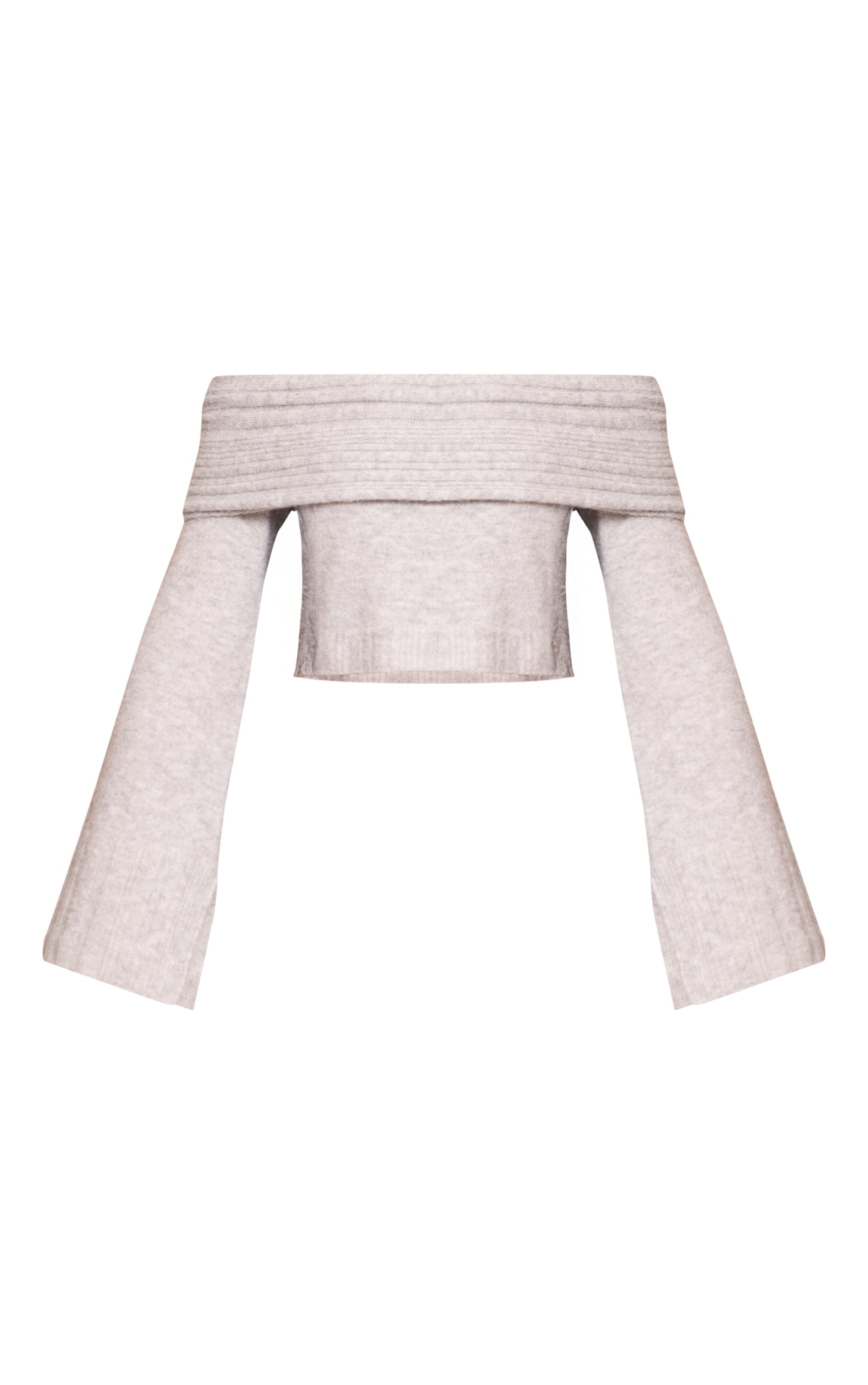 Light Grey Rib Soft Knit Bardot Top image 5
