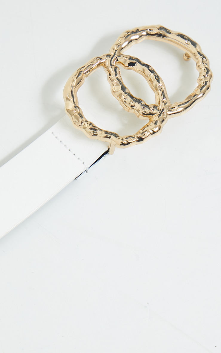 White Double Ring Buckle Belt image 3