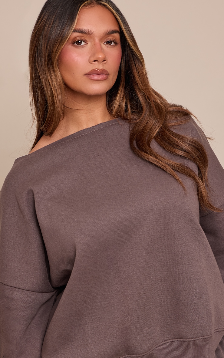 Shape Charcoal Grey Sweat Raw Edge Slouch Sweatshirt image 4