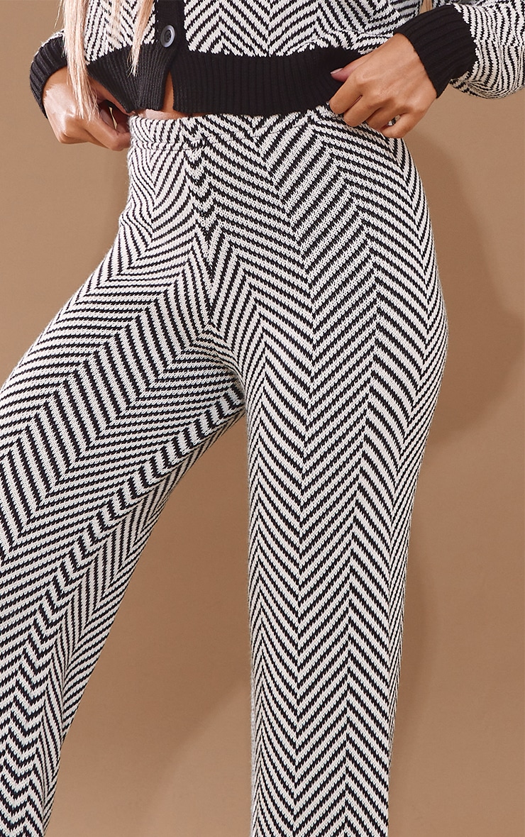 Monochrome Abstract Knit Pants image 4