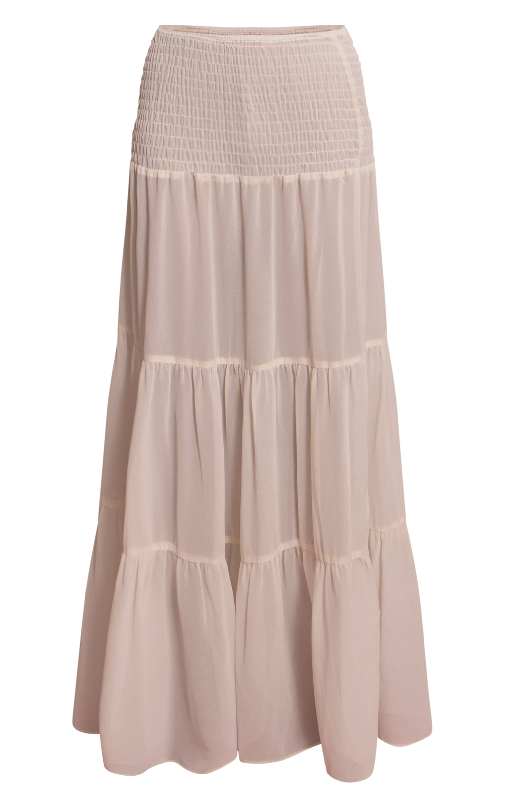 Cream Chiffon Tiered Maxi Beach Skirt image 5