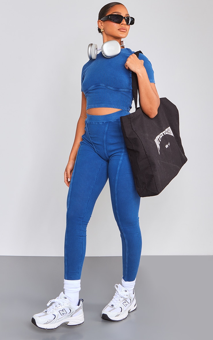 Denim Mineral Wash Top & Legging Set image 1