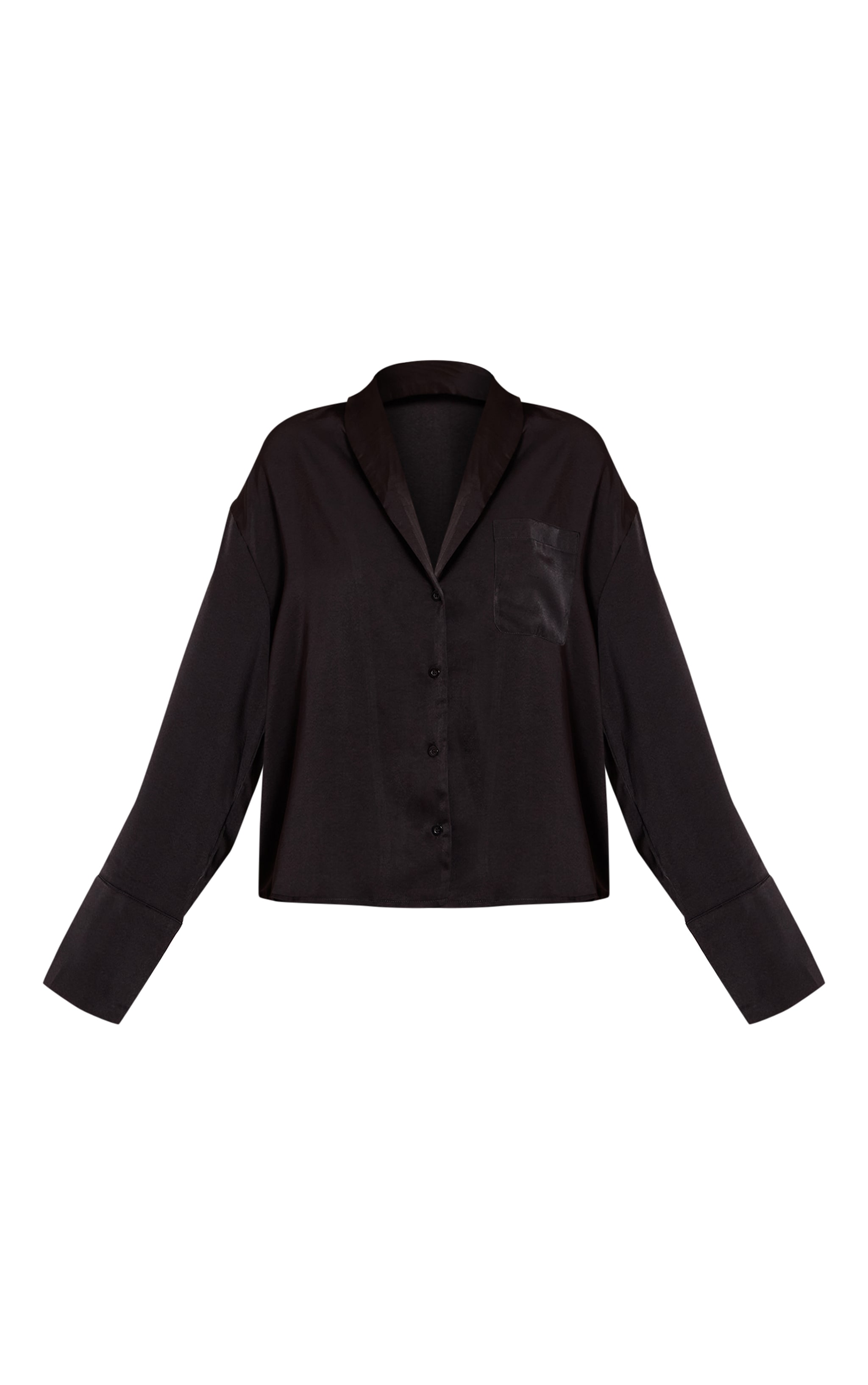 Black Satin Long Sleeve Shirt image 5