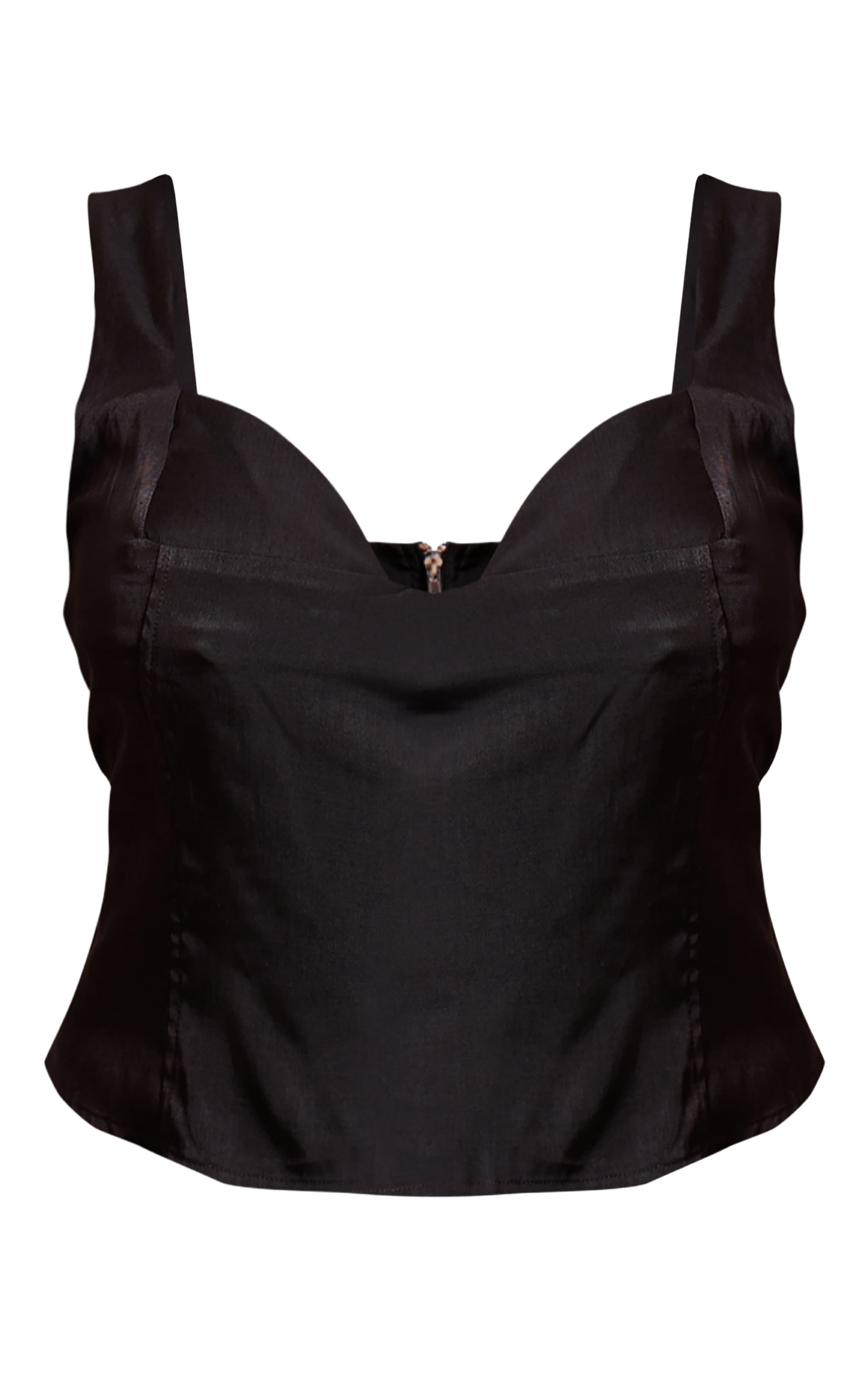 Plus Black Cup Detail Boned Matte Satin Corset image 5