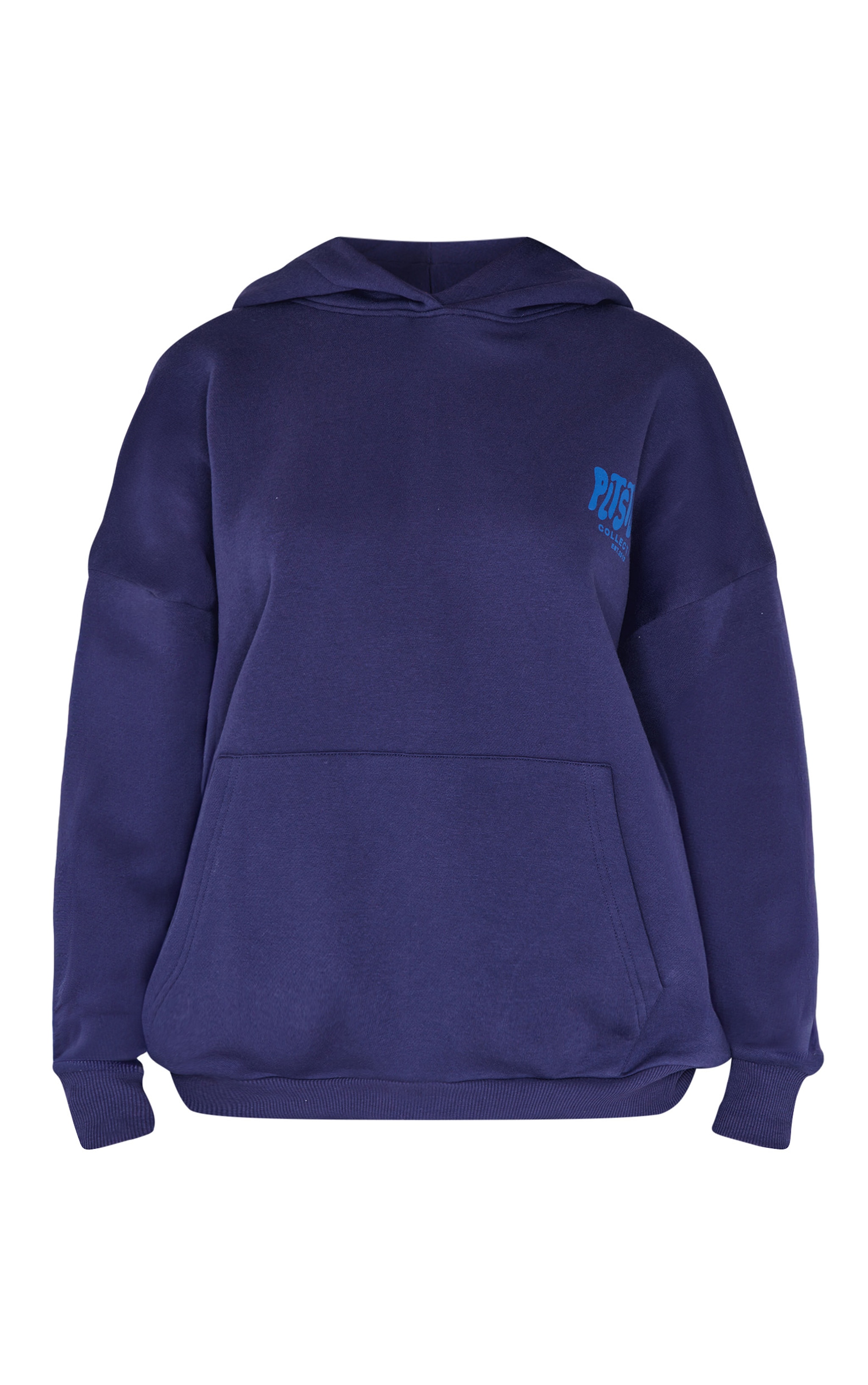 PRETTYLITTLETHING Navy Studio Print Oversized Hoodie image 5