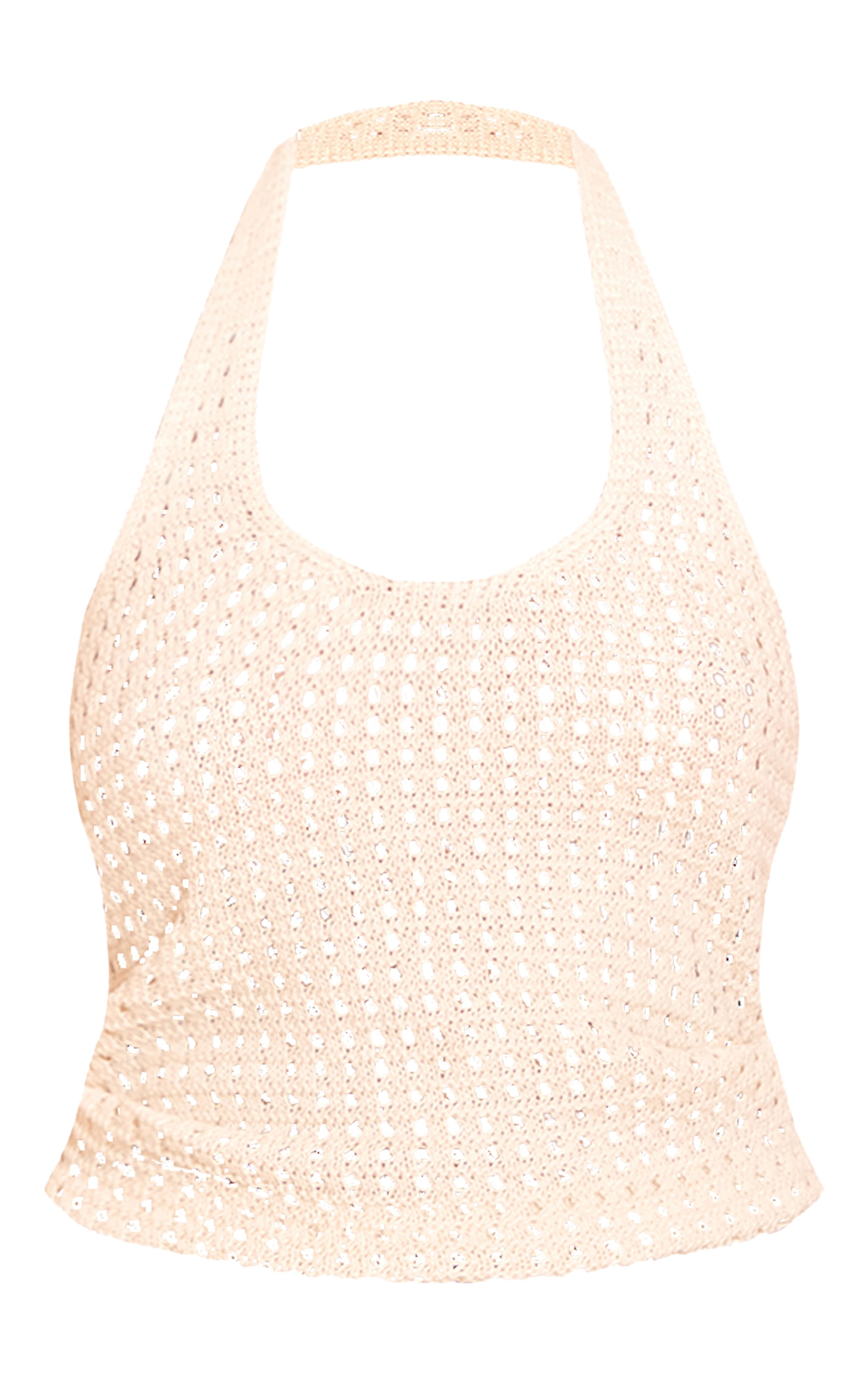 Top en maille style crochet crème à dos nu image 5