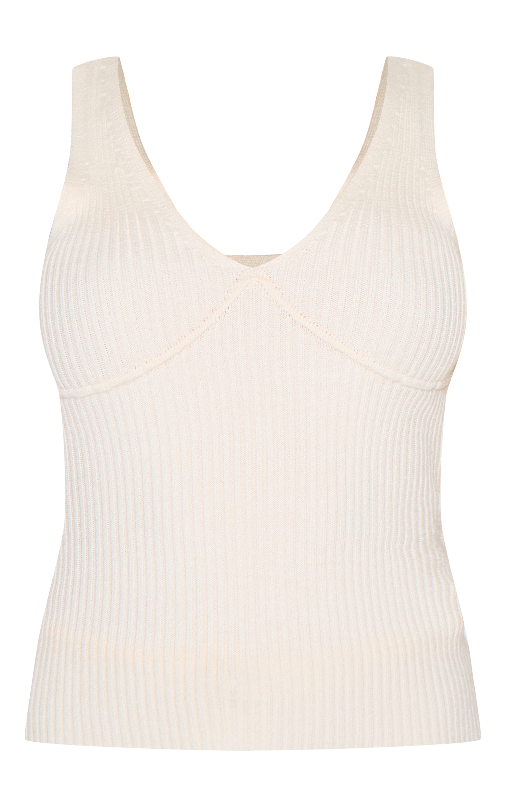 Petite Cream Knitted Ribbed Longline Tank Top image 5