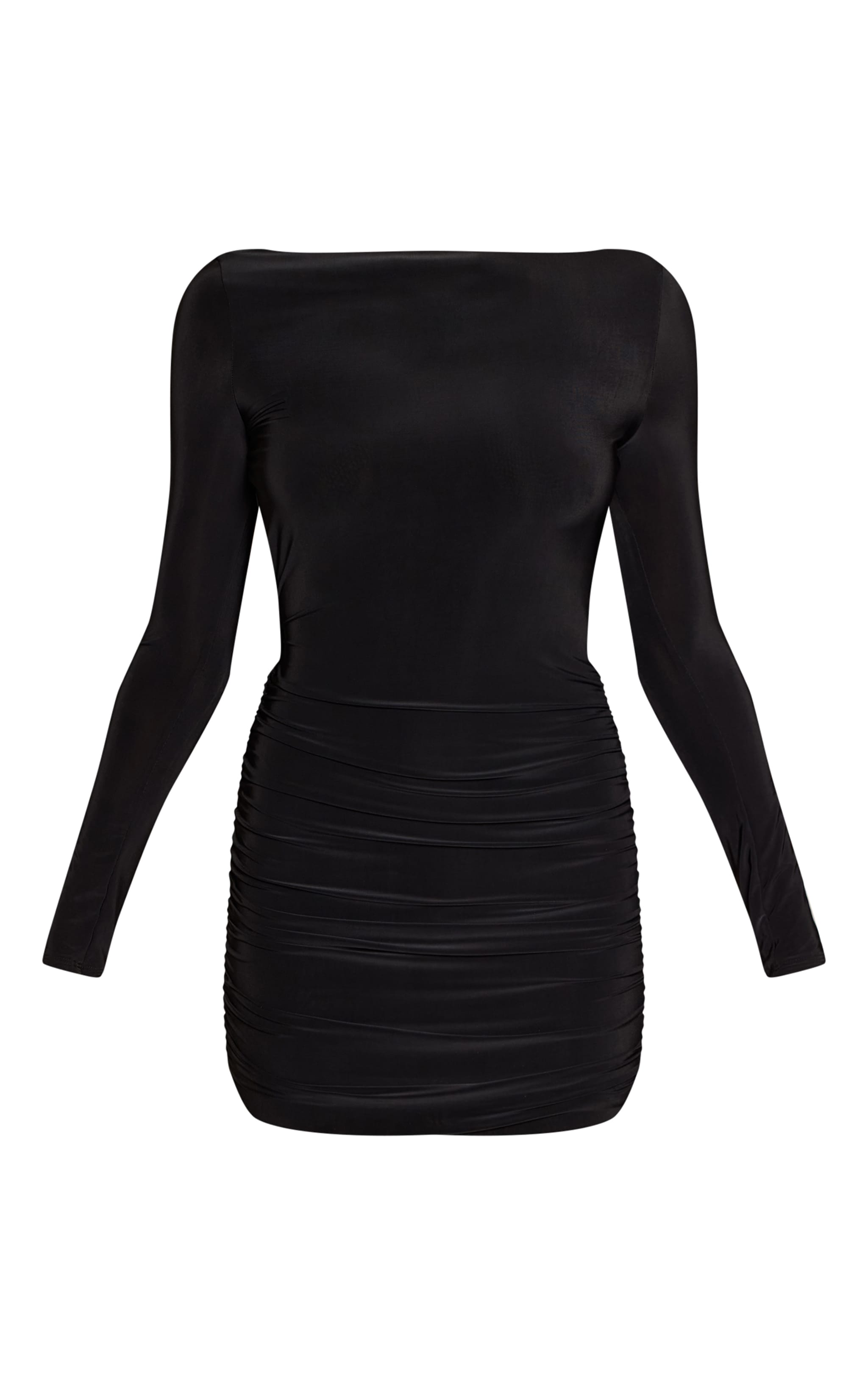 Black Double Layer Slinky Asymmetric Back Cowl Mini Dress image 5