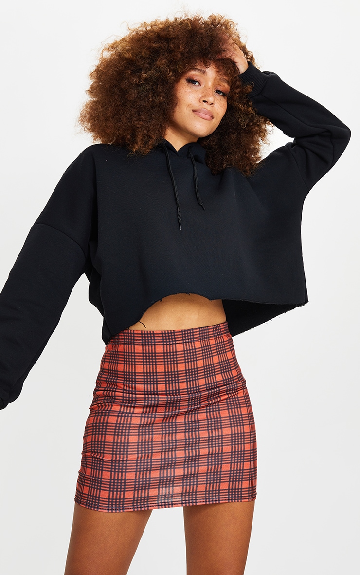 Rust Check Printed Mini Skirt