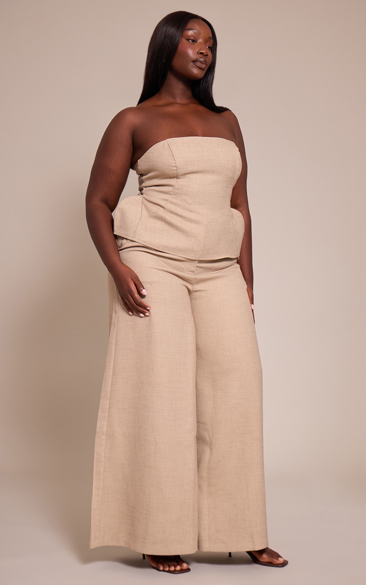 Plus Stone Woven Peplum Detail Bandeau Top image 3