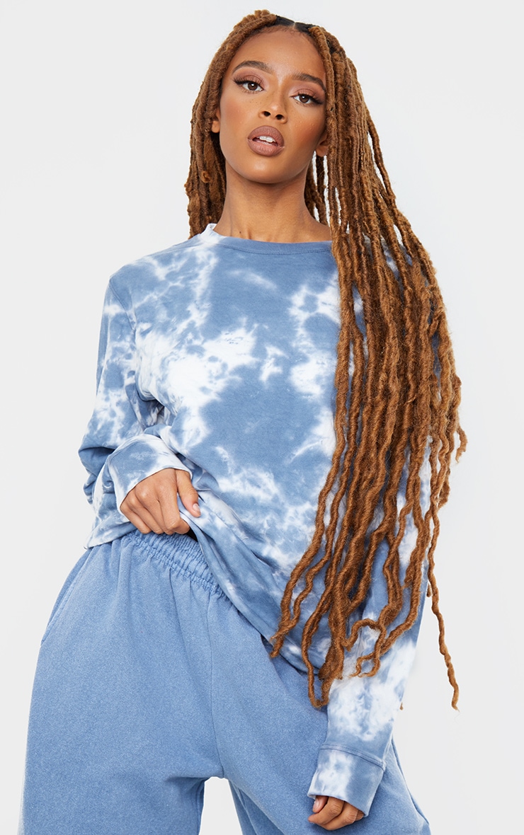 Blue Tie Dye Oversized Sweatshirt