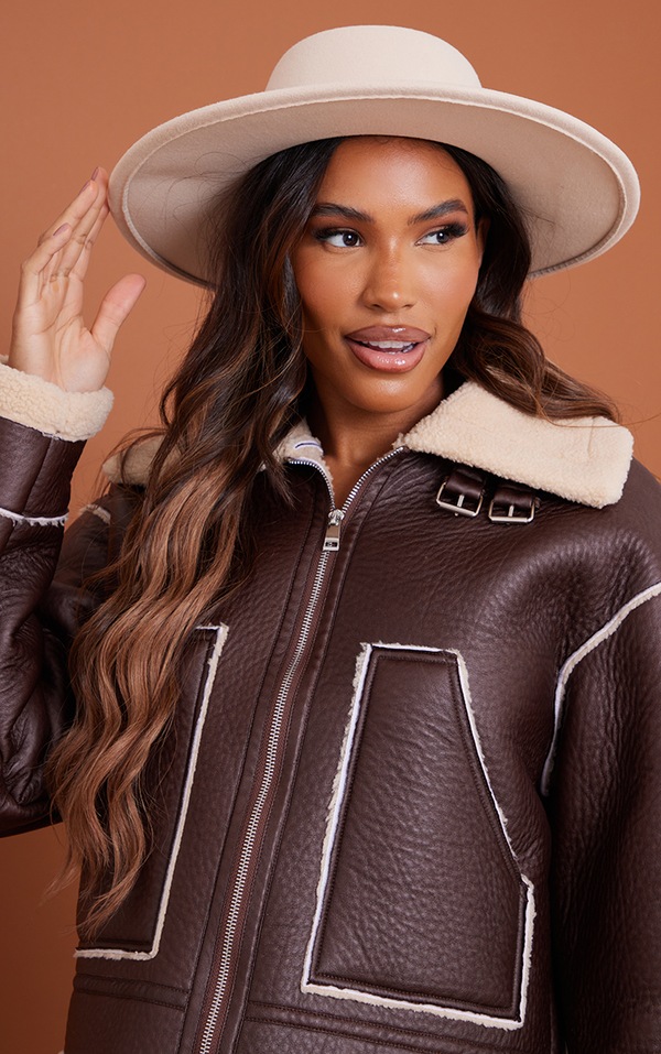 Cream Wide Brim Ribbon Fedora Hat PrettyLittleThing