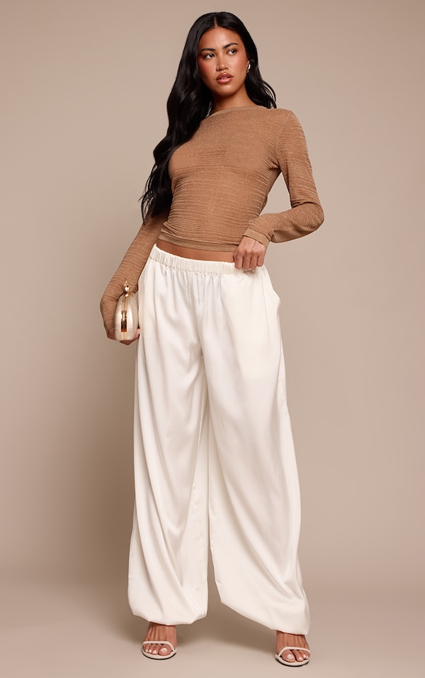 Cream Satin Balloon Pant
