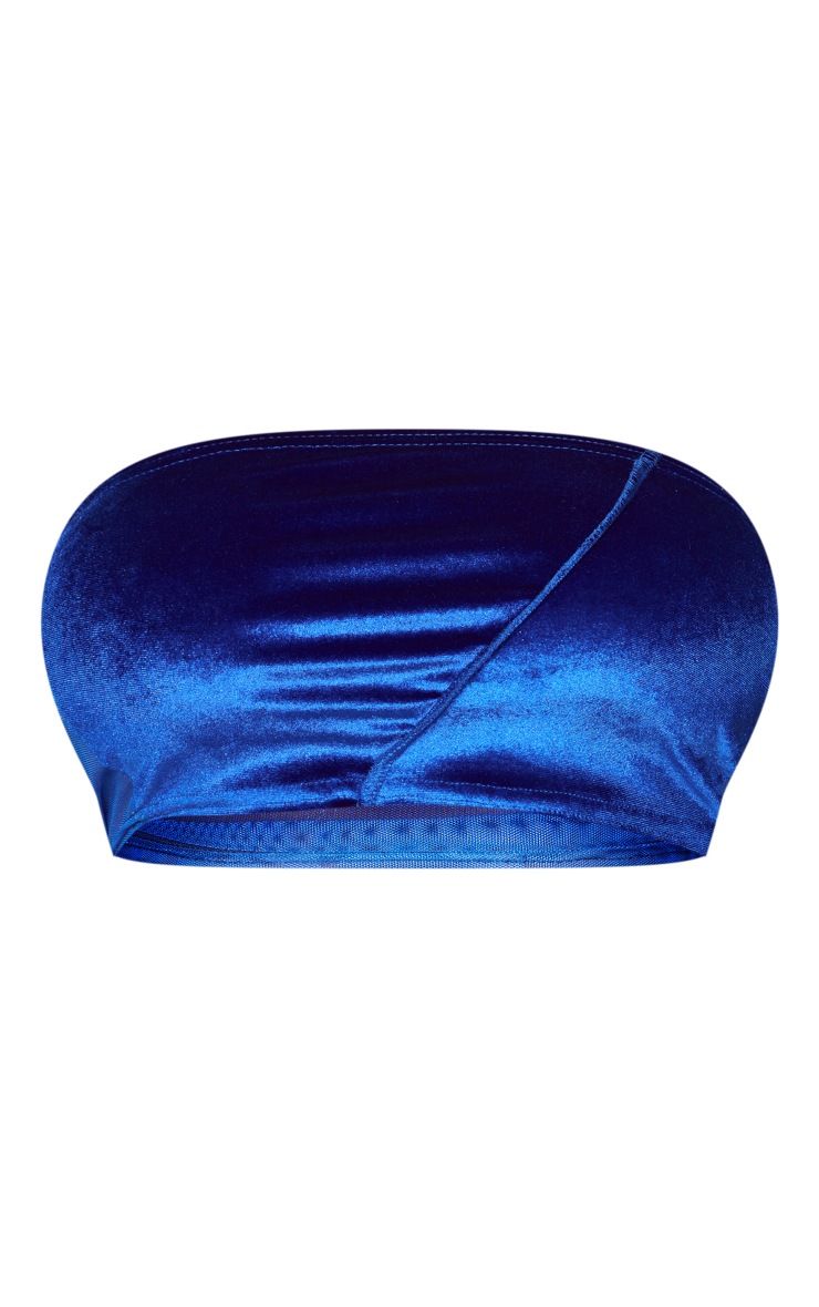 Shape Cobalt Velvet Mesh Panel Bandeau Crop Top image 5