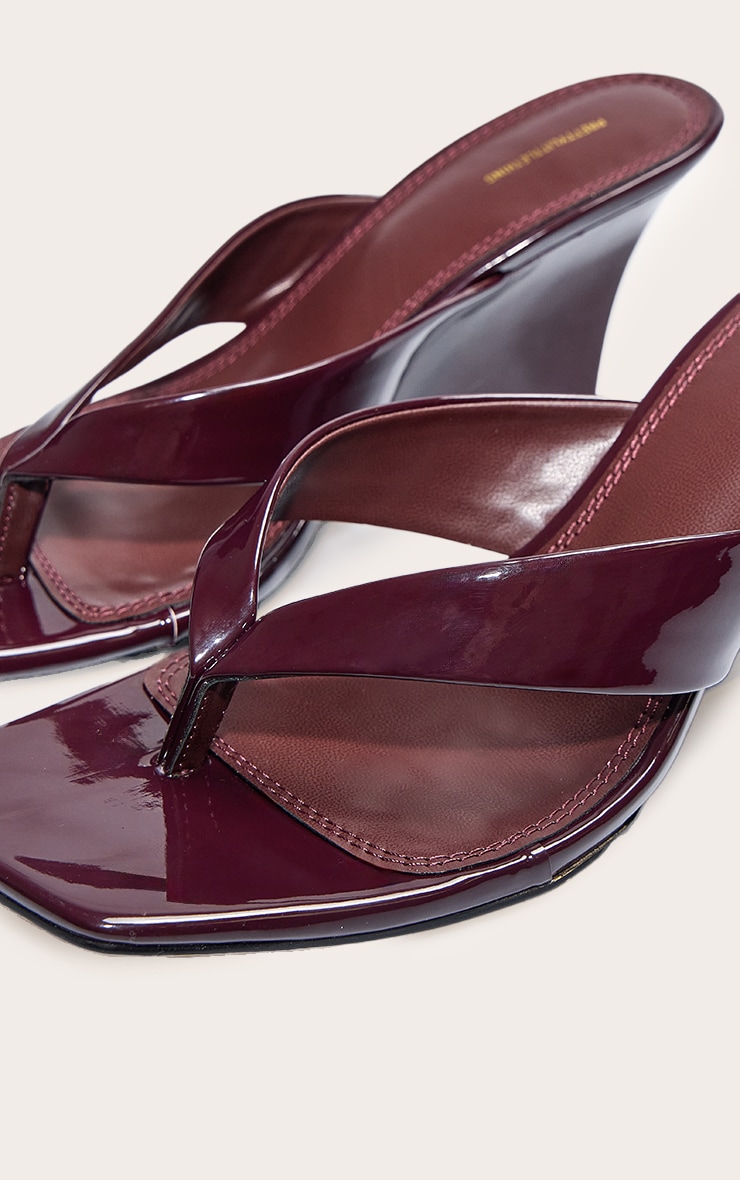 Chocolate Pu Padded Toe Thong Square Toe Mule image 4