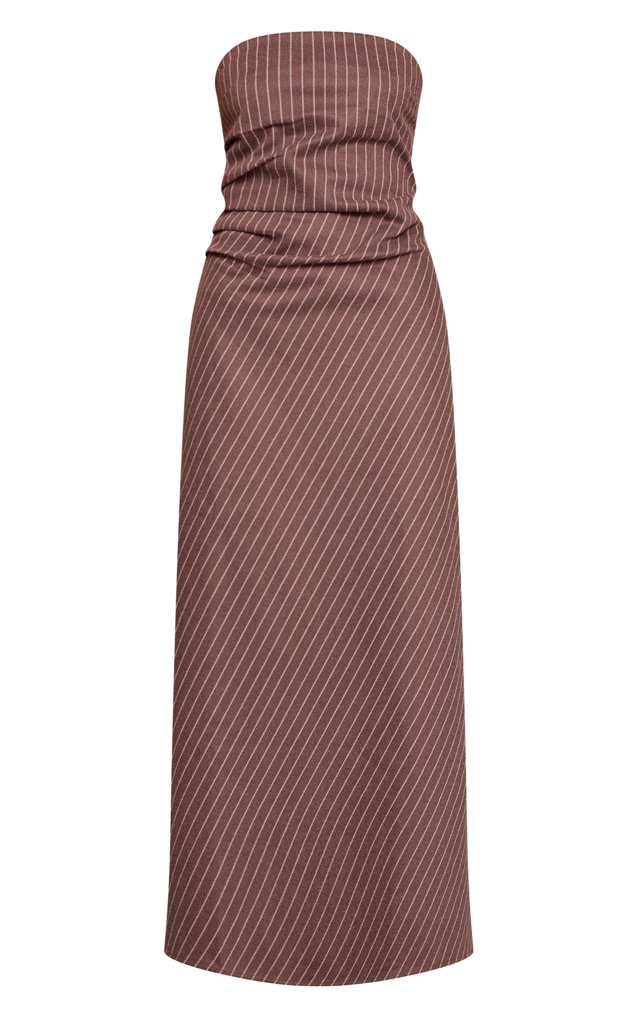 Chocolate Pinstripe Brushed Bandeau Maxi Dress image 5