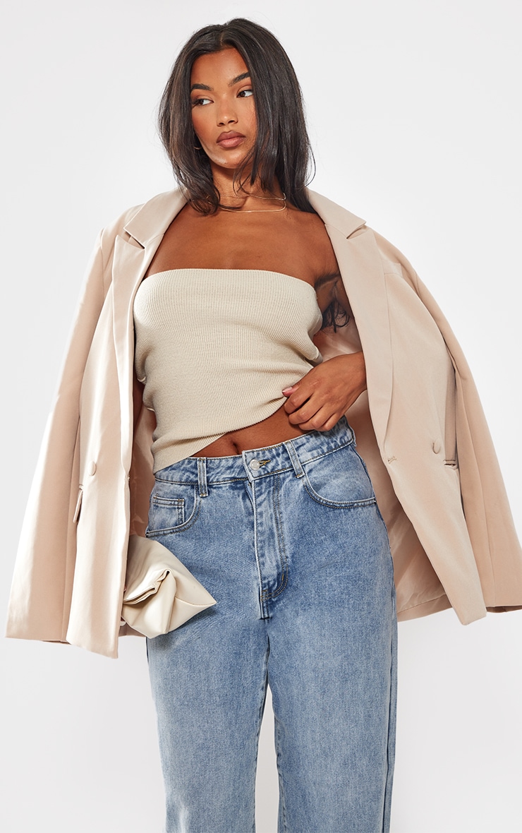 Cream Bandeau Knit Top