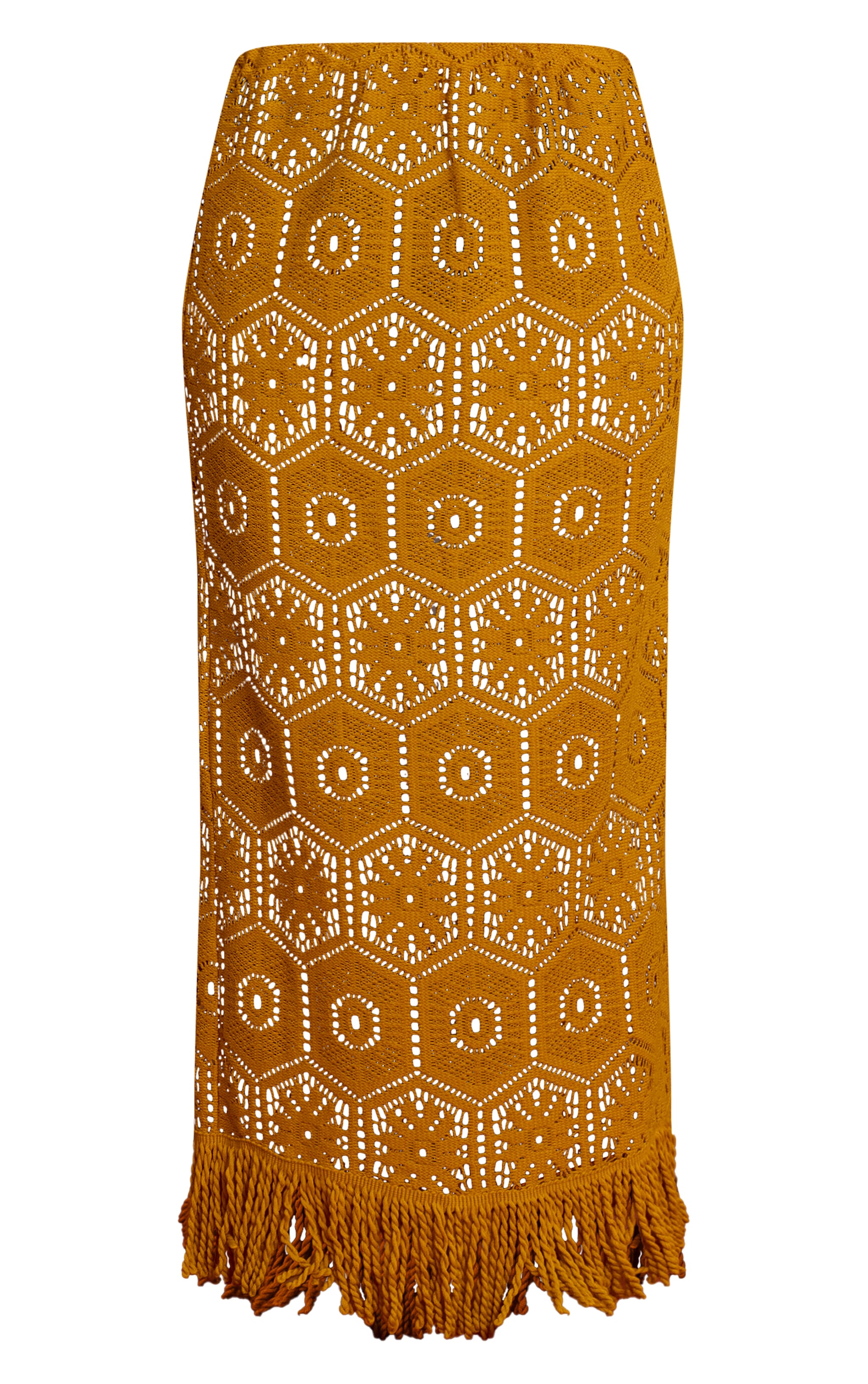 Mustard Crochet Tassel Hem Maxi Beach Maxi Skirt image 5