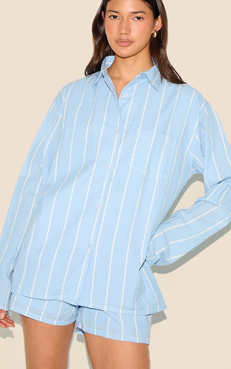 Blue Striped Floaty Shorts image 4