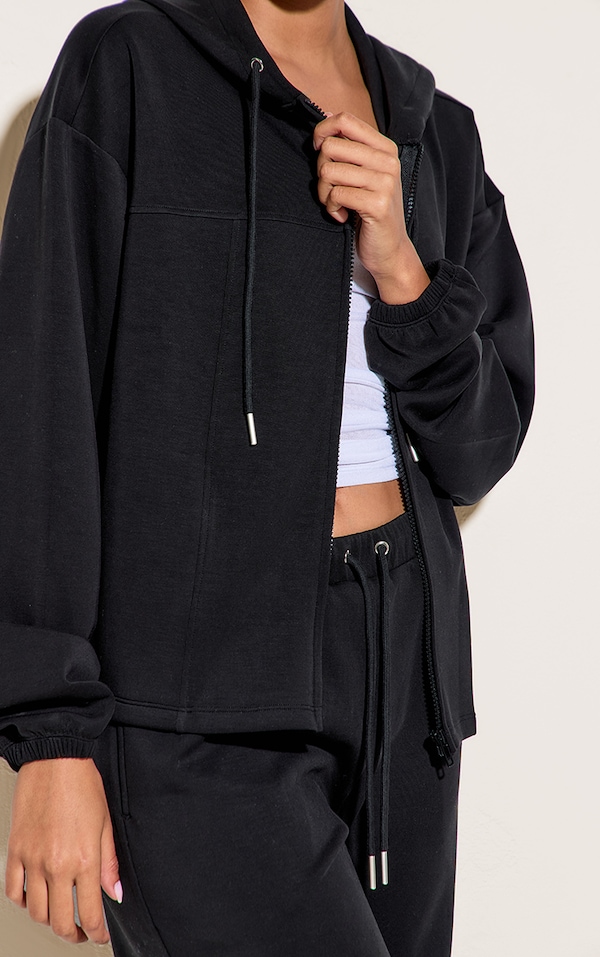 Hoodie très doux noir à zip