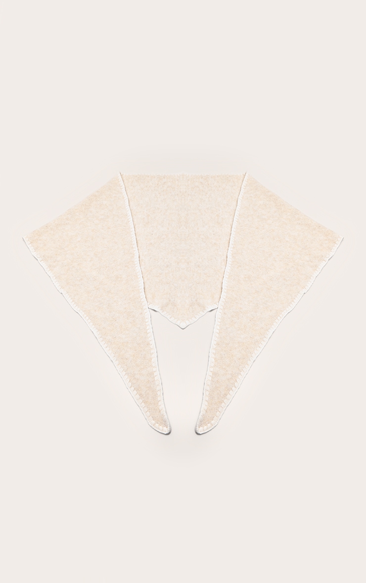 Oatmeal Knit Contrast Tassel Shawl image 2