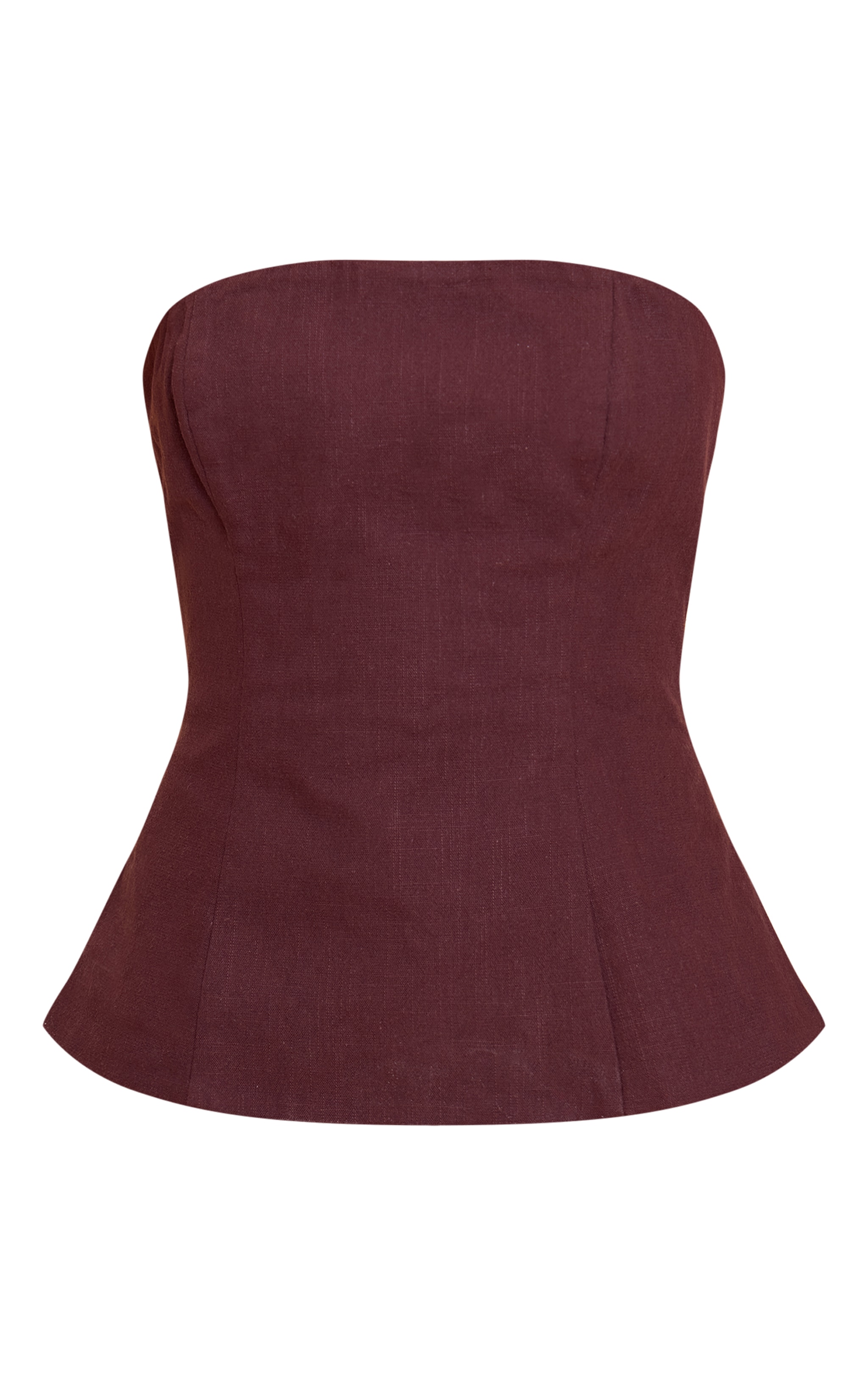 Deep Chocolate Premium Linen Longline Bandeau Top image 5