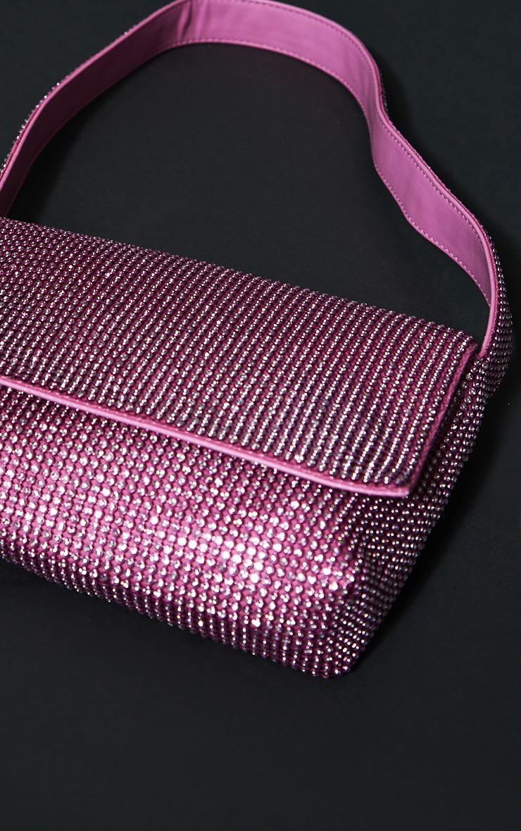 Pink Diamante Squared Shoulder Bag image 4