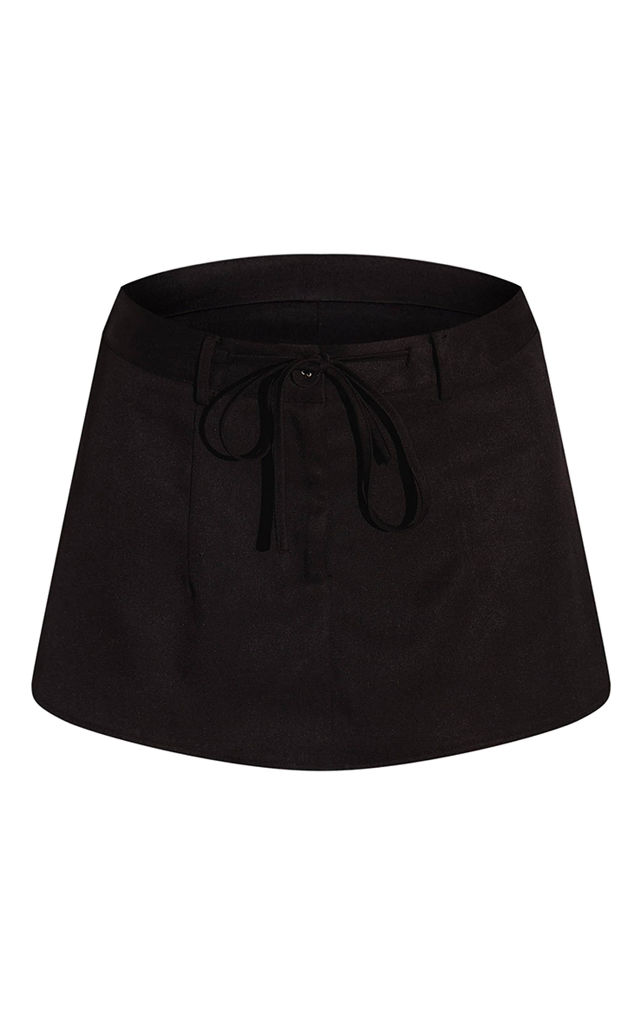 Black Woven Tie Waist Skort image 6