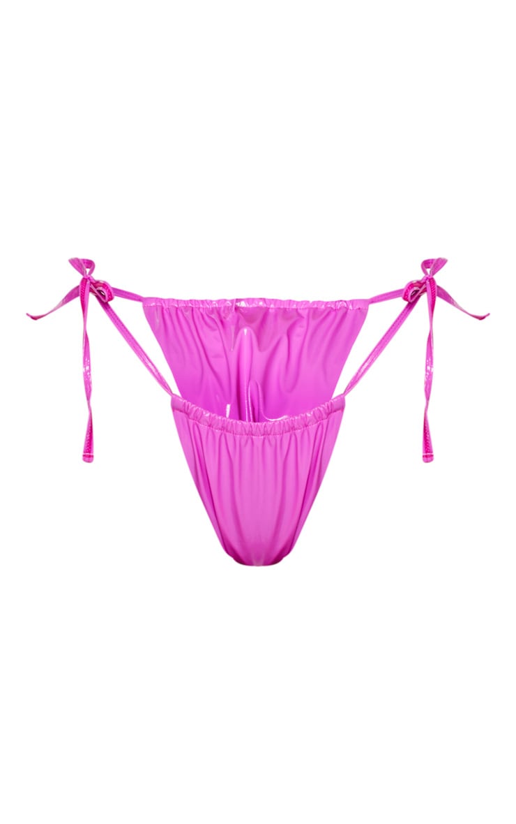 Fuchsia Vinyl Adjustable Tie Side Bikini Bottom PrettyLittleThing IE