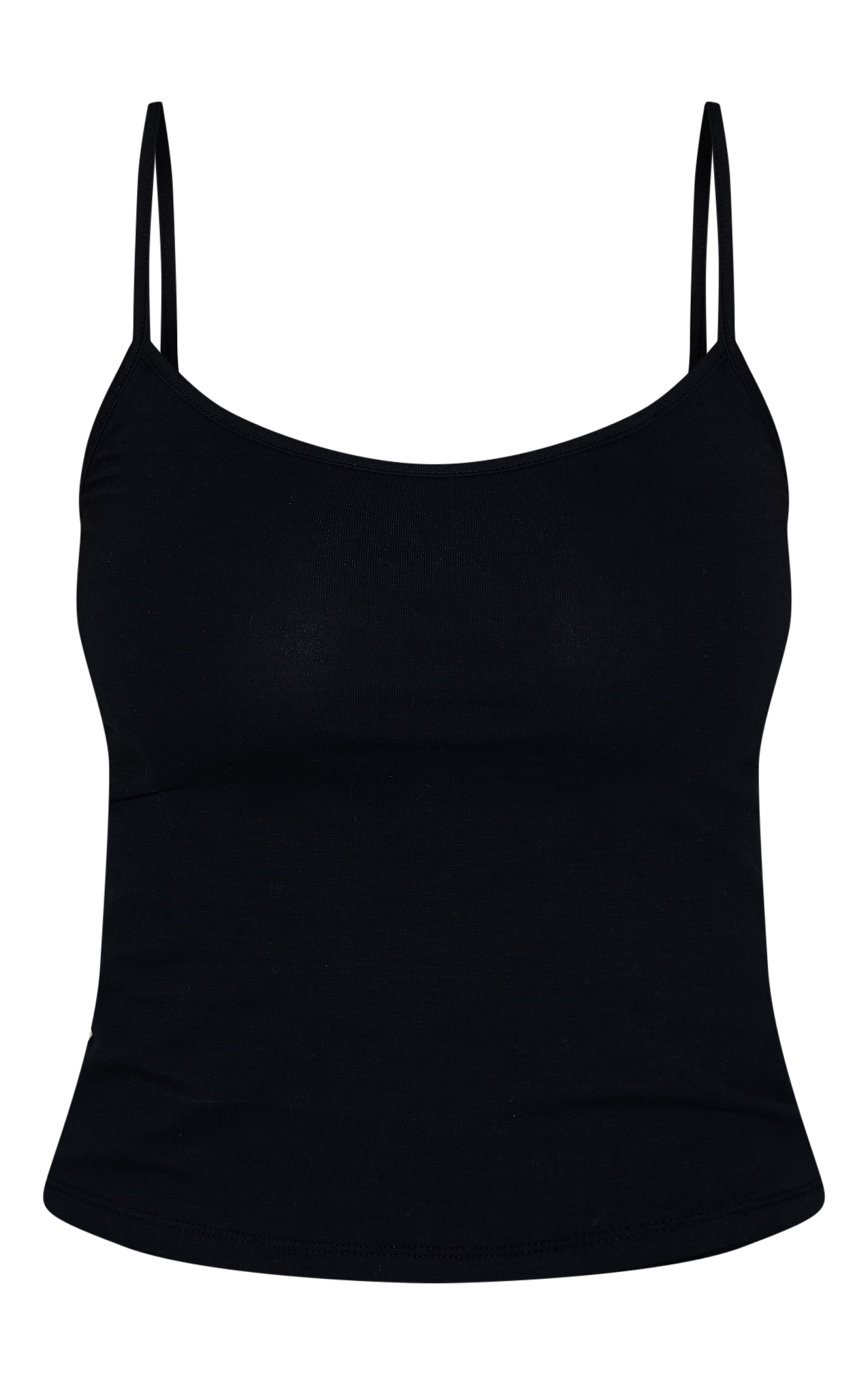 Black Soft Cotton Strappy Vest Top image 5