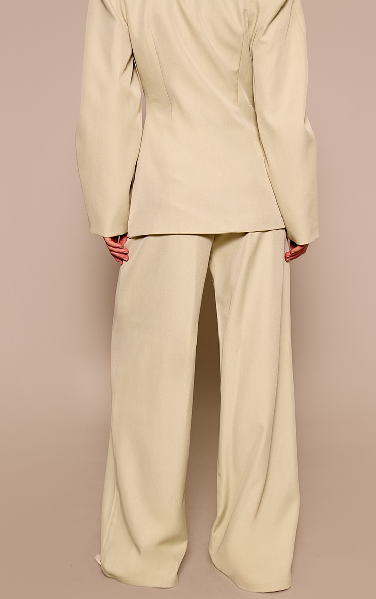 Sage Green Woven High Waist Tailored Pants image 3