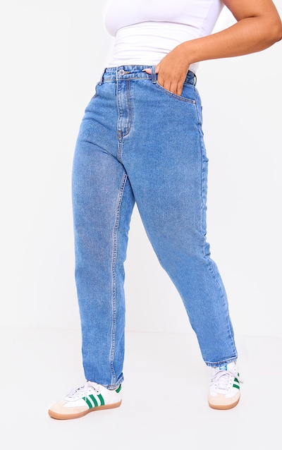 Plus Mid Washed Mom Jeans