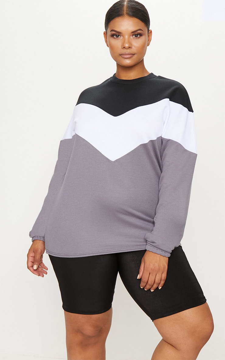 Plus Black Chevron Sweater PrettyLittleThing IE