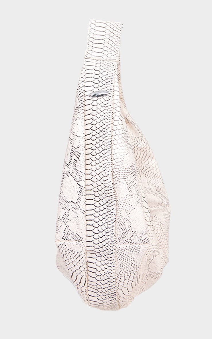 Snake Print Distressed PU Super Slouchy Tote Bag image 4